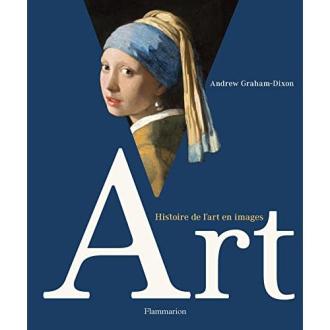Livre 'Histoire de l'art en images' par Andrew Graham-Dixon, couverture colorée, diverses époques artistiques représentées.