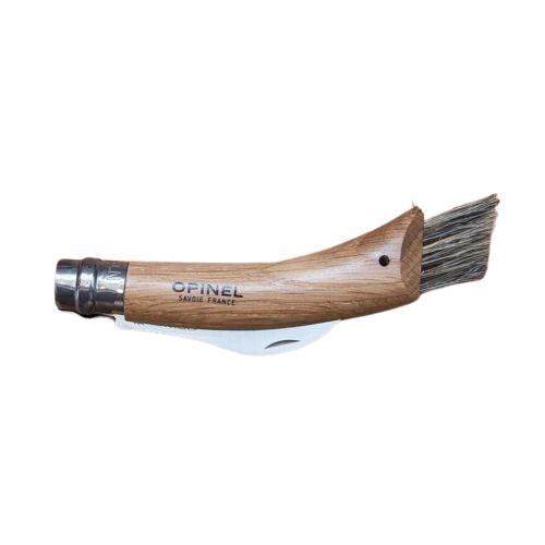 Couteau à champignon Opinel avec lame courbée et brosse, idéal pour cueillettes