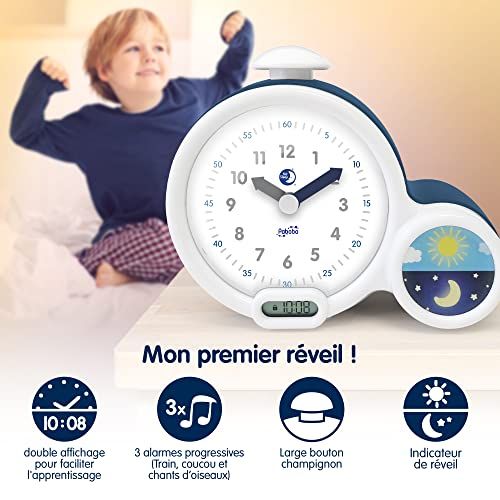 Réveil Kidsleep bleu ou rose pour enfant avec veilleuse intégrée et affichage double