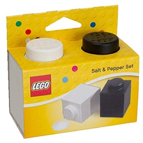 Salière et poivrière LEGO noires et blanches, design élégant et fonctionnel