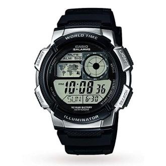 Montre Casio Quartz LCD noire étanche avec Illuminator pour adolescents