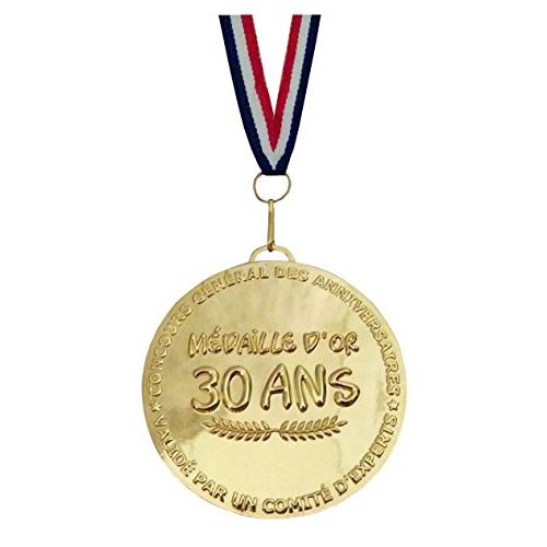 Médaille d'or humoristique pour célébrer 30 ans avec cordon.