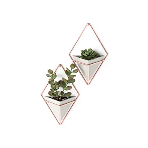 Set de 2 pots suspendus Umbra design géométrique pour plantes ou rangement