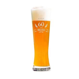 Verre à bière personnalisé pour 60ème anniversaire avec gravure