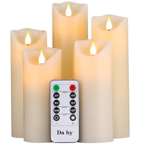 Bougies LED sans flamme avec télécommande, ambiance sécurisée et romantique, idée cadeau lumineuse, design élégant, étanche, autonomie 300 heures, marque Da by.