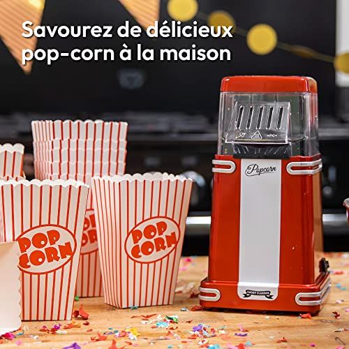 Machine à popcorn rétro Gadgy avec design des années 50 pour soirées cinéma.