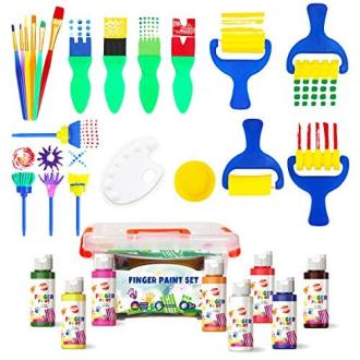 Kit de peinture au doigt lavable BLOT pour enfants 1-3 ans, 8 couleurs, non toxique, éducatif, portable, cadeau créatif.