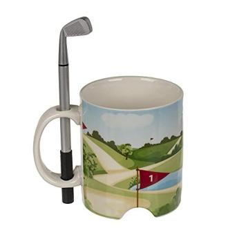 Mug golfeur avec terrain miniature et club-stylo pour pause café ludique