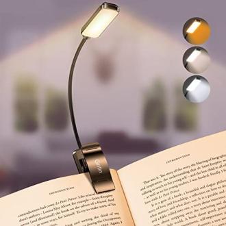 Lampe de lecture LED Gritin avec col de cygne flexible et clip, protège les yeux, lumière réglable