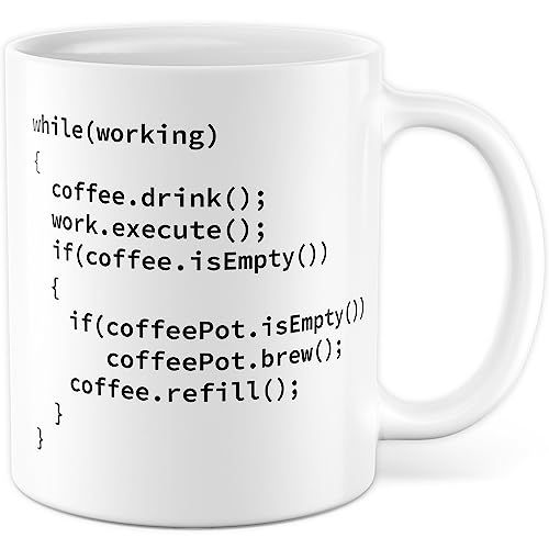 Mug programmeur informatique avec code WHILE pour développeurs et geeks