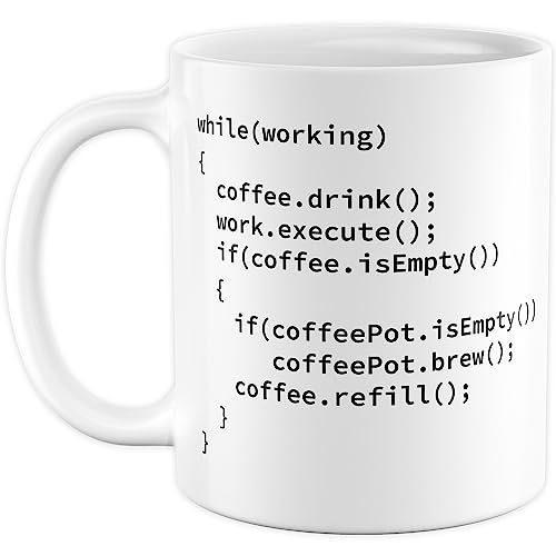 Mug programmeur informatique avec code WHILE pour développeurs et geeks