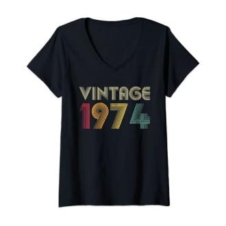 Tee-shirt vintage femme 1974 coton confortable couleurs personnalisables idée cadeau unique