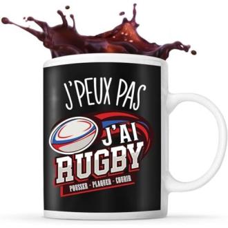 Mug en céramique 'Je peux pas, j'ai Rugby' pour fans