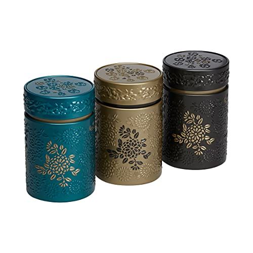 Boîte pour thé en vrac Eigenart avec motifs floraux et détails dorés, élégante et fonctionnelle