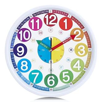 Horloge enfant silencieuse avec chiffres colorés pour apprentissage ludique