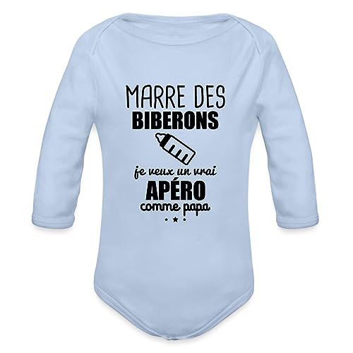 Body bébé humoristique coton bio Marre des biberons, je veux un apéro comme papa, idée cadeau originale