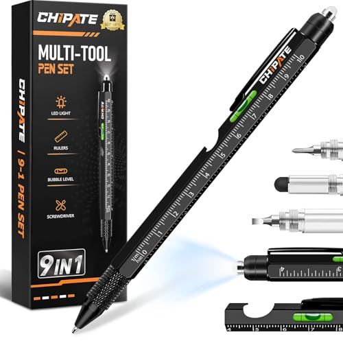 Stylo multifonctions 9 en 1, cadeau innovant et pratique, parfait pour homme de 34 ans.