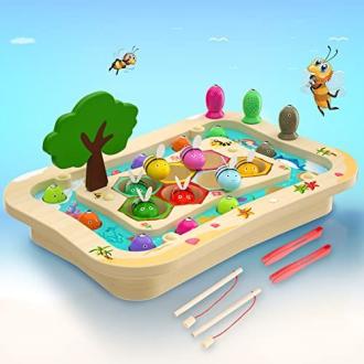 Jeu de pêche magnétique en bois éducatif pour enfants