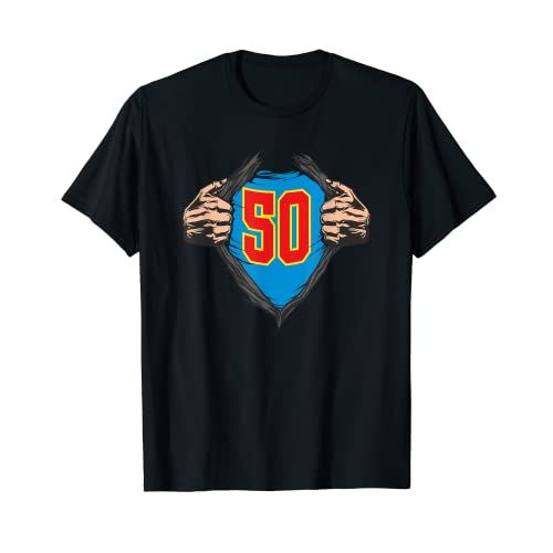 Tee-shirt super héros 50 ans, cadeau plein d'humour et de couleur