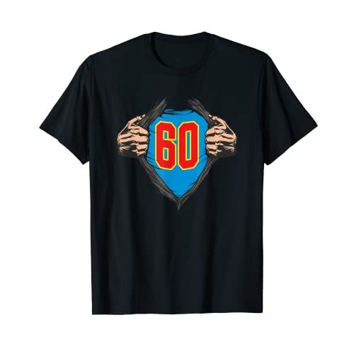 Tee-shirt humoristique 60 ans Super Héros, cadeau personnalisable