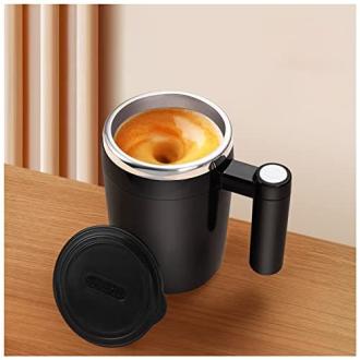 Mug avec mélangeur intégré Aicharynic, idéal pour mélanger café et thé, rechargeable USB, design élégant en acier inoxydable, parfait idée cadeau.