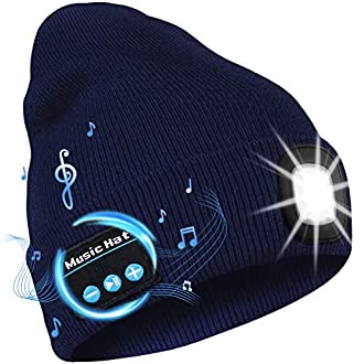 Acheter Bonnet LED avec lumière et écouteurs sans fil Bluetooth