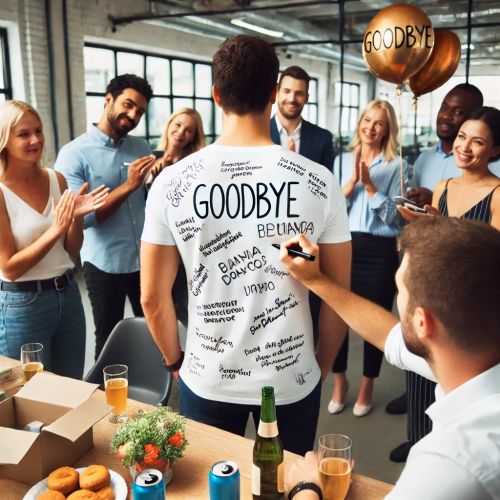 Tee-shirt blanc à dédicacer avec feutre pour cadeau de départ