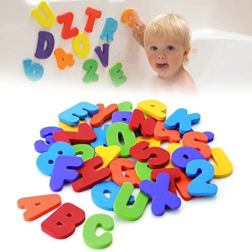Lettres et chiffres flottants colorés pour apprentissage ludique dans le bain