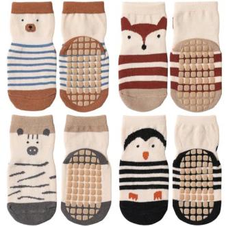 Chaussettes antidérapantes pour bébé en coton doux, sécurisées et confortables, idéales pour premiers pas, cadeau parfait pour naissance ou anniversaire.