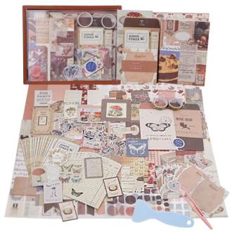 Kit de scrapbooking vintage 348 pièces pour DIY et création de souvenirs