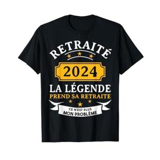 Tee-shirt humoristique retraite 2024, design vintage, cadeau personnalisé pour retraités.