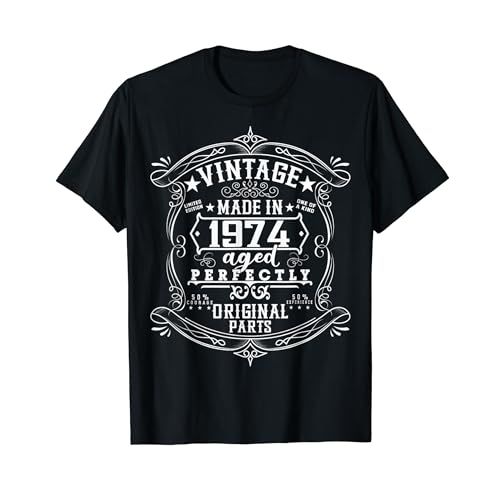 Tee-shirt humoristique vintage Made in 1974 pour 50e anniversaire