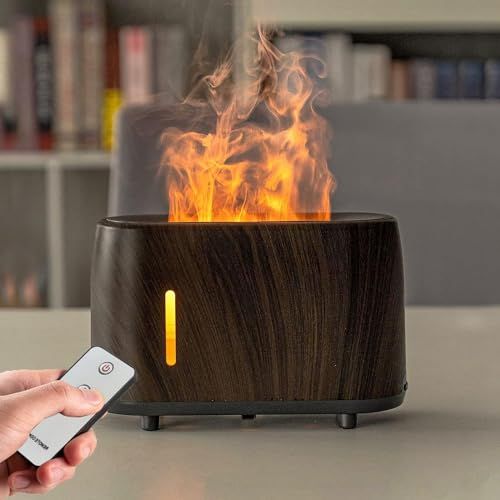 Diffuseur d'huiles essentielles Shiawase avec effet flamme, design moderne et ambiance apaisante.