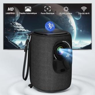Mini vidéo projecteur Lisowod HD 4K, idéal pour cinéphiles et gamers.