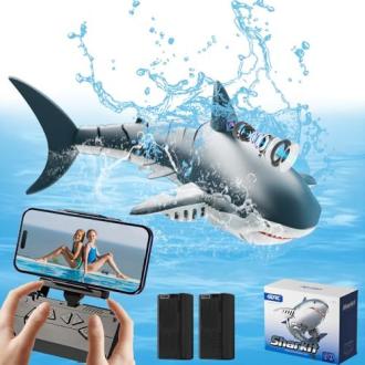 Requin télécommandé Obest pour enfants, caméra HD étanche, design réaliste, idée cadeau aventureuse, explorez le monde marin avec sécurité et fun.