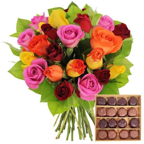 Bouquet de roses et chocolats - Livraison 24h