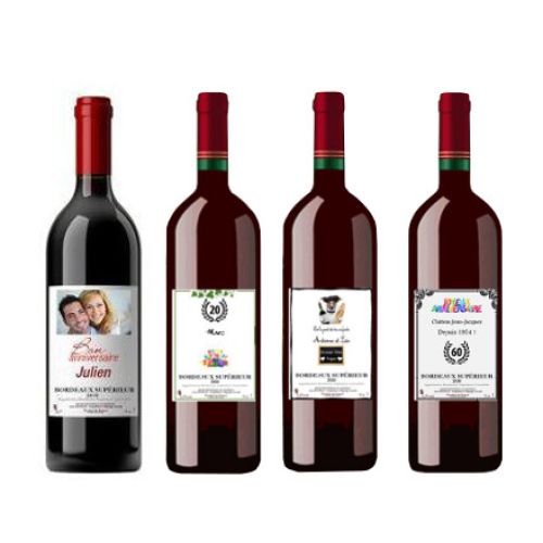 Exemples de bouteilles de Bordeaux personnalisées à offrir en cadeau pour un anniversaire